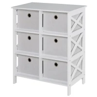 HOMCOM Meuble de rangement commode design contemporain dim. 64L x 37l x 76H cm 6 tiroirs MDF blanc non tissé gris clair(m-1)