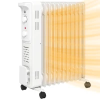 HOMCOM 2.5kW 11 Fin Oil-Filled Radiator - White(m-11)