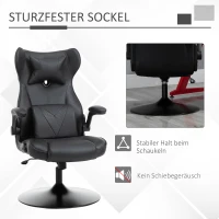 HOMCOM gamestoel computerstoel lendenkussen in hoogte verstelbaar metaal zwart(m-5)