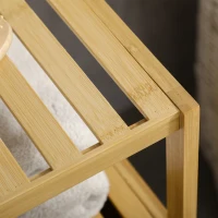 kleankin Mobiletto Bagno in Bambù a Doghe con Armadietto a un'Anta, 33x36.5x67cm, Colore Legno Naturale(m-9)