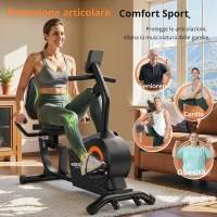 Cyclette recumbente, 16 livelli di resistenza, funzionamento silenzioso, sedile regolabile, 99x51x114 cm, Nero(m-4)