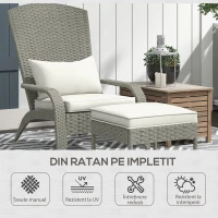 Outsunny Scaun Adirondack cu taburet din rachita pentru terasa, S(m-4)