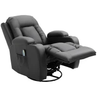 HOMCOM Sillón de Masaje Reclinable con 8 Puntos de Masaje Función de Calefacción Giratorio Mando a Distancia 85x94x104 cm Negro(m-11)