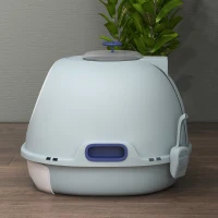 PawHut kattentoilet kattenbak dakraam bodembak schep draagbaar PP ABS(m-8)