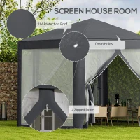 Outsunny 4M Hexagon Gazebo, Netting Party Tent, Patio Canopy Outdoor Event Shelter for Activities, Shade Resistant, Grey(m-4)