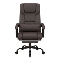 Vinsetto PU Leather Office Chair with 6-Point Vibration Massage, Reclining Chair Office with Footrest, Adjustable Height, Computer Chair, Brown(m-1)