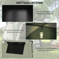 Outsunny Tenda da Campeggio 4 Posti Impermeabile con Zona Notte e Zona Giorno, in Poliestere, 460x300x200 cm, Verde(m-5)