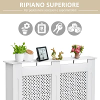 HOMCOM Copritermosifone Moderno a Griglia in MDF per Casa e Ufficio, 111.5x82x19 cm, Bianco(m-5)