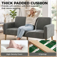 HOMCOM 2 Seater Sofa, Velvet Small Couch with 20cm Thick Padding, Wide and Deep Seat, Grey(m-4)