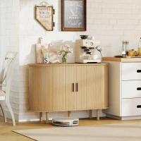 HOMCOM Aparador con Puertas Tambour Deslizantes 4 Compartimentos y Patas de Madera 120x40x78 cm Roble(m-10)