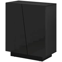 HOMCOM High Gloss Storage Cabinet, Freestanding Storage Cupboard with Adjustable Shelves for Living Room, Bedroom, Hallway, Black(m-10)