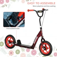 AIYAPLAY Kids Scooter with Adjustable Handlebar, Children's Kick Scooter with Non-slip Footplate, Rear Brake, Kickstand, Red(m-5)