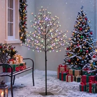 HOMCOM Copac luminos 150 cm cireș artificial iluminat 160 LED și 16 ramuri flexibile, decorațiune interioară și exterioară(m-5)