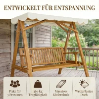 Outsunny Hollywoodschommel tuinschommel schommelbank 3-zits larikshout crème(m-5)