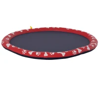 PawHut Hondenbad, met waterspuit, opvouwbaar, antislip, stevig, kunststof, Ø150 cm, Rood(m-11)