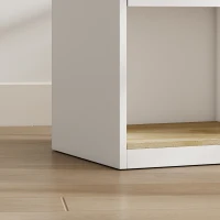HOMCOM Modern Bedside Table, Slim Nightstand with Drawer, Shelf and Cable Holes, White and Oak(m-9)