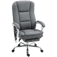 HOMCOM Fauteuil de bureau massant et chauffant chaise de bureau avec hauteur réglable dossier inclinable 66x60x113-121cm gris(m-1)