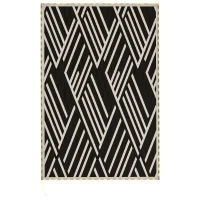 Outsunny Plastic Straw Reversible RV Outdoor Rug with LED String Light, 182 x 274cm, Black and Coffee(m-1)