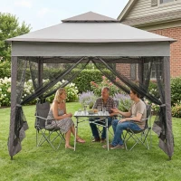 Outsunny Opvouwbare Tuinpaviljoen met Zijwanden Grijs 3,25 x 3,25 x 2,7 m(m-9)