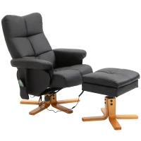HOMCOM massagestoel met voetenbank relaxstoel kantelbaar tot 145° kunstleer zwart 80 x 86 x 99 cm(m-8)