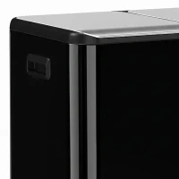HOMCOM 2 x 30L Double Kitchen Bin, Stainless Steel Pedal Rubbish Bin with Dual Compartments, Soft Close Lids, High Gloss Black(m-10)