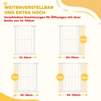 PawHut Deurbeveiligingshek hond, 76-104 cm afsluithek zonder boren, traphekje(m-4)