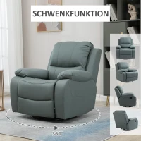 HOMCOM fauteuil met kantelverstelling tot 135°, 360 graden draaibaar, 93 cm x 100 cm x 98 cm, stalen frame, groen(m-6)