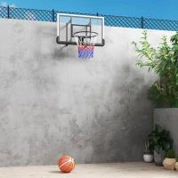SPORTNOW Coș de baschet de perete pentru exterior 110x90 cm, panou de baschet, inel din oțel, cerc rezistent Ø45 cm și plasă, negru(m-9)