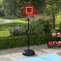 SPORTNOW Verstelbare Basketbalstandaard met Magnetisch Dartbord, 98-148cm, Zwart(m-2)