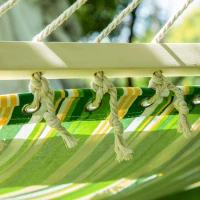 Outsunny Hangmat hangbed hangzetel hangend bed familie meerdere personen 210 kg 2 kleuren houten paal(m-8)