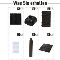 Outsunny verhoogd bed, 2-delige plantenbak met afwateringsgaten, bloembak in rotan-look, PP, bruin(m-6)