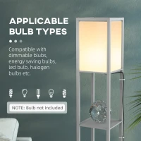 HOMCOM Modern Shelf Floor Lamp with Dual Ambient Light, Standing Lamp Living Room, Bedroom, 156cm, Grey(m-6)