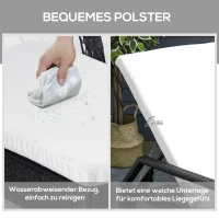 Outsunny Poly-rotan ligstoelset met tafel ligbank voor buiten tuinmeubelen met kussens(m-7)