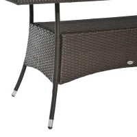 Outsunny Polyrotan tuintafel glazen tafel eettafel tuinmeubelen tafel metaal 150 x 85 x 74 cm(m-9)