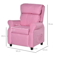 HOMCOM kinderbank kinderbank kinderfauteuil stoel ligbank verstelbaar met voetensteun voor 3-8 jaar jongens en meisjes roze 58x53x70cm(m-3)
