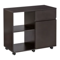 HOMCOM Printertafel trolley printerstandaard met laden+plank spaanplaat bruin(m-10)