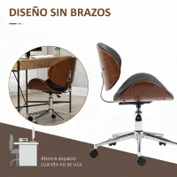 Vinsetto Silla de Oficina con Ruedas Silla de Escritorio Tapizada en PU con Asiento Ancho y Curvado Altura Ajustable Negro(m-5)