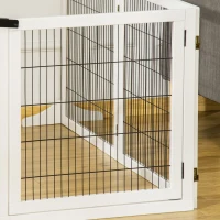 PawHut Barrera de Seguridad para Perros Plegable de Madera para Escaleras y Puertas con Soporte de Pie 432x36x70 cm Blanco(m-9)