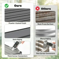 Outsunny 432L Square Raised Garden Bed Box Steel Frame for Vegetables, Flowers and Herbs, 120 x 120 x 30cm, Light Grey(m-5)