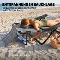 Outsunny Zonnebed Tuinligstoel Relaxlig, opvouwbaar, weerbestendig, 194 cm x 72 cm x 31 cm, Zwart + Grijs(m-4)