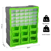 DURHAND Plastic 39 Drawer Parts Organiser Wall Mount Storage Cabinet Garage Small Nuts Bolts Tool Clear(m-3)