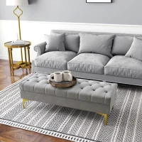 HOMCOM Taburete Pie de Cama Banco de Dormitorio con Asiento Acolchado y Patas Metálicas para Entrada Pasillo 118x45x42 cm Gris(m-8)