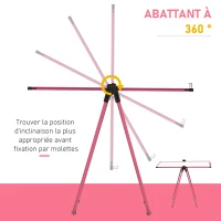 HOMCOM Chevalet de conférence pliable - tableau blanc magnétique double face - pivotant, réglable en hauteur 73L x 45l x 92-158H cm - rose(m-5)