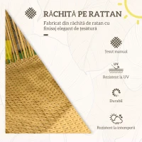 Outsunny Fotoliu de Grădină tip Ou cu Tetieră și Perne pentru Șezut, din Ratan și Oțel, 89x75x143 cm(m-4)