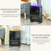 HOMCOM chauffage d'appoint 2000 W avec humidificateur 2 en 1, radiateur electrique céramique PTC,3 modes, Minuterie 8H, protection anti-basculement et anti surchauffe, noir(m-5)