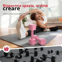 Set manubri regolabili 5‑in‑1 (2 pezzi), Dual‑Lock, impugnatura morbida in TPU, 29,5x24,5x13 cm, Rosa(m-5)