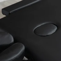 HOMCOM Massagetafel, 2 Zones Opvouwbare Massagebank met Kunstlederen Bekleding, Hoofdsteun, Armleuningen, Tas, Hoogteverstelbaar 90cm Breed tot 225kg Belastbaar, Zwart(m-9)