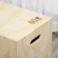HOMCOM Box Jump cu 3 înălțimi reglabile pentru acasă și sală, din lemn de fag, 45x40x60 cm(m-8)