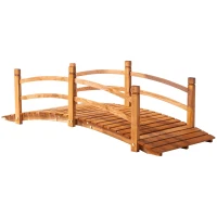 Outsunny 6FT Wooden Garden Bridge with Safety Railings, Classic Arc Footbridge for Stream Pond Walkway, Orange(m-1)