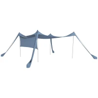 Outsunny Zonnescherm, waterdicht, aanpasbaar, lichtgewicht, opvouwbaar, stalen palen, 3x3x2m, Blauw(m-1)